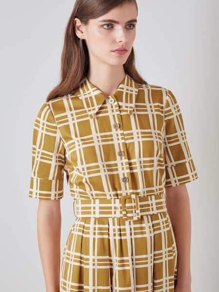 LK Bennett Dora Cotton Dip-Dye Check Shirt Dress (N98756) | €252