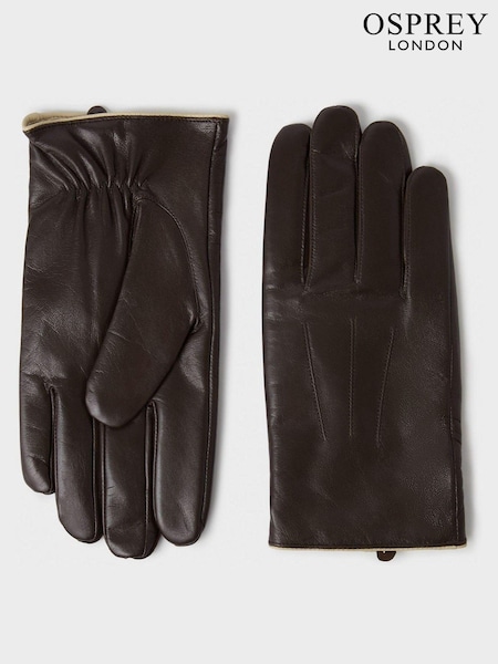 Marrón - Osprey London The Ralph Leather Winter Gloves (N98793) | 78 €
