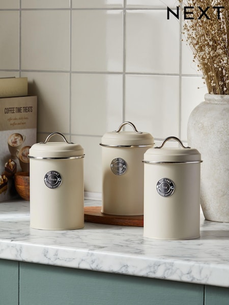 Set of 3 Cream Badge Storage Jars (N98822) | €24