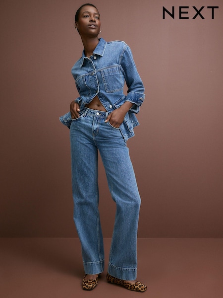 Mid Blue Elevated Straight Leg 100% Cotton Jeans (N98868) | € 6