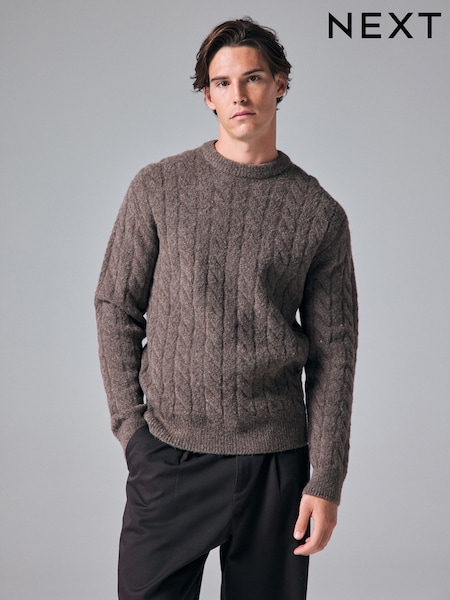 Dark Stone Regular Fit Premium Soufflé Crew Jumper with Wool (N98939) | €22