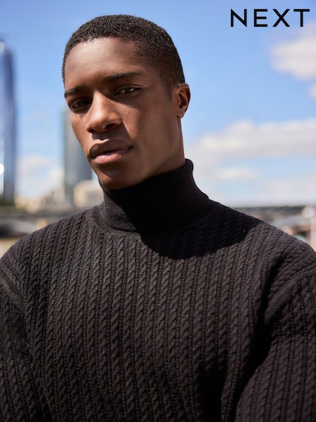 Black Roll Neck Regular Fit Soft Touch Premium Roll Neck Jumper (N98952) | €21.50