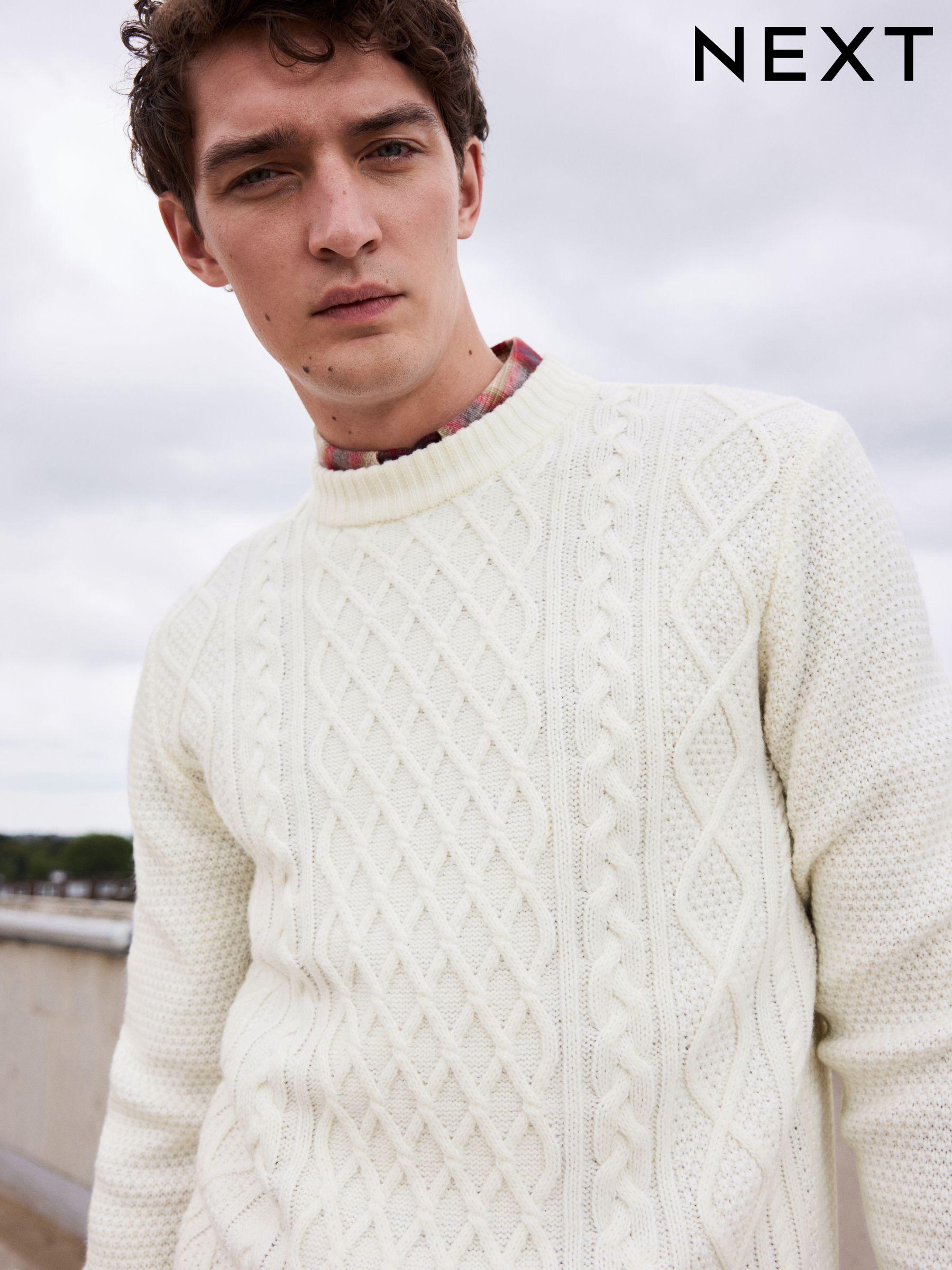 Men s Jumpers Crew Neck Knitted Cable Knitwear Next Sweden
