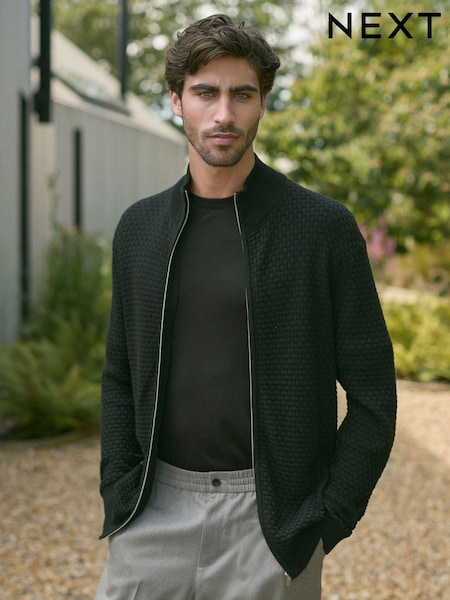 črna - Regular Fit Textured Jumper with TENCEL™ (N99018) | € 27