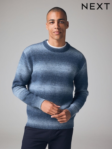Blue Relaxed Fit Ombre Crew Jumper with Wool (N99025) | €19