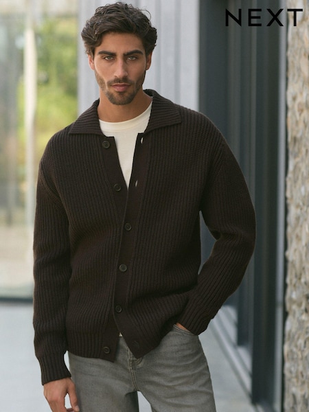 rjava - Relaxed Fit Rib Knit Shacket with Wool (N99045) | € 24