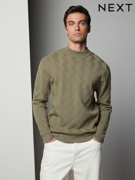 Зелений - стандартний крий Soft Touch Premium Knitted Texture круглий виріз джемпери (N99070) | 1 337 грн