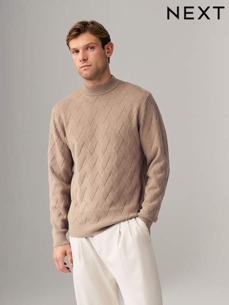 Red/Brown Regular Fit Soft Touch Premium Knitted Texture Crew Jumper (N99071) | $66