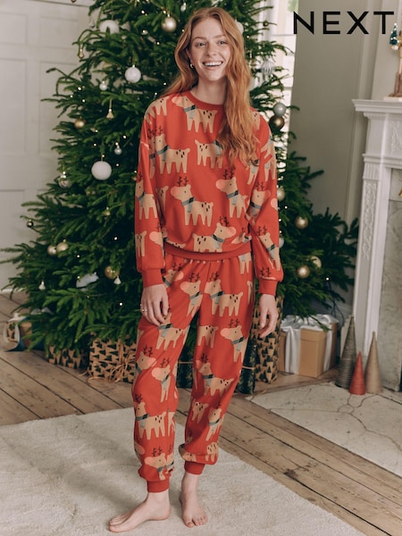 Roșu - Matching Family Womens Christmas Reindeer Pyjamas (N99095) | 114 LEI