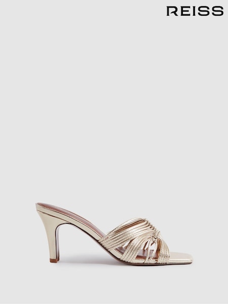 Gold - Reiss Harriet Pantoletten aus Leder mit Knotendesign (N99118) | 242 €