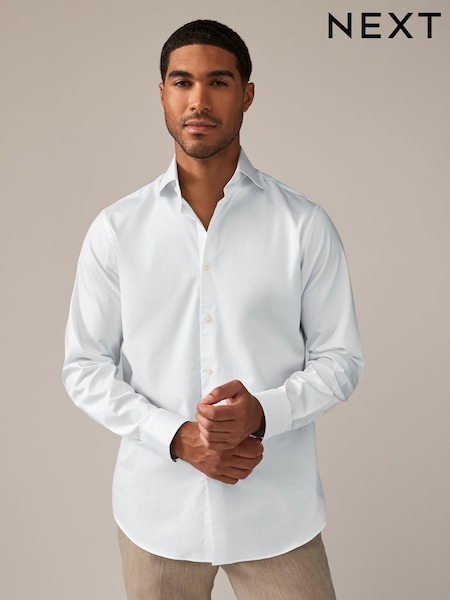 White Regular Fit 100% Cotton Poplin Twill Formal Shirt (N99134) | €43