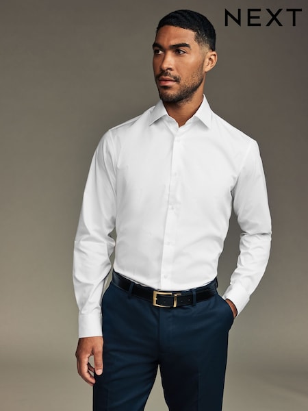 White Regular Fit Single Cuff Easy Care Twill Shirt (N99180) | €14