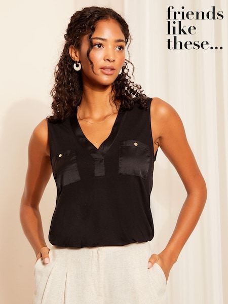 Friends Like These Satin Mix V Neck Pocket Sleeveless Tunic (N99203) | 21 €