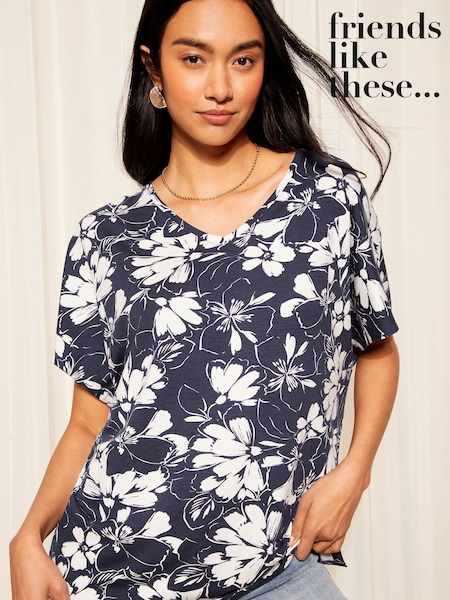 Friends Like These Short Sleeve V Neck Tunic Top (N99229) | ‏102 د.إ.‏