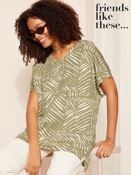Friends Like These Short Sleeve V Neck Tunic Top (N99230) | 93 LEI