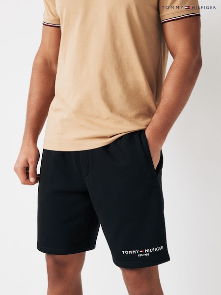 Negru - Pantaloni scurți sport cu logo Tommy Hilfiger (N99241) | 354 LEI