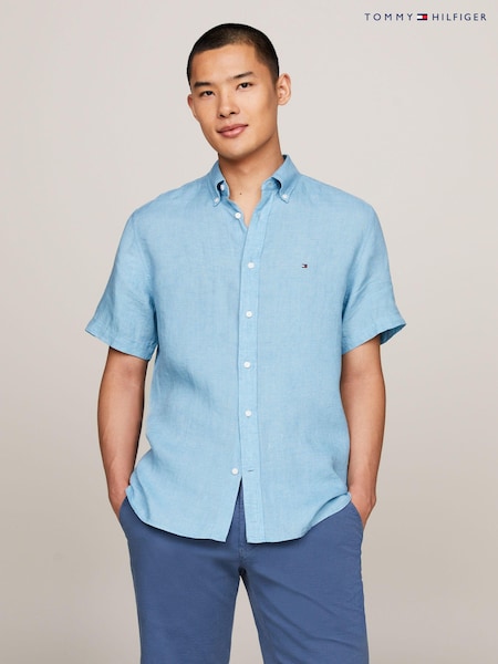Синий - Tommy Hilfiger Pigment Dyed 100% Linen Shirt (N99302) | €47