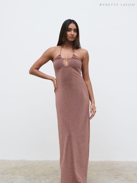 Pretty Lavish Bronze Rose Myka Shimmer Jersey Slip Dress (N99325) | €31