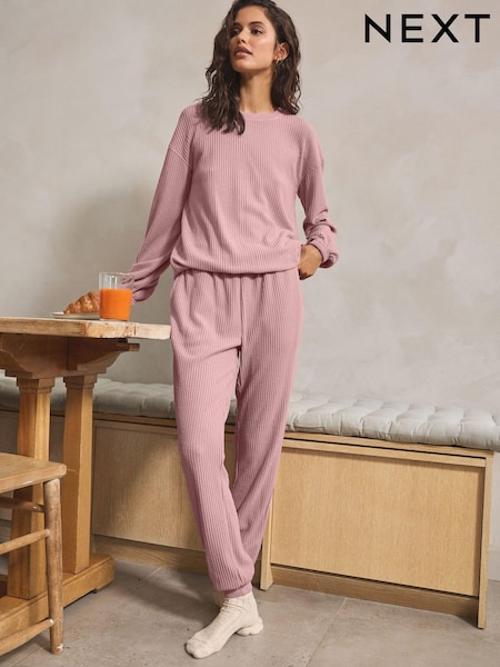 Pink Cosy Waffle Long Sleeve Pyjamas (N99555) | €25