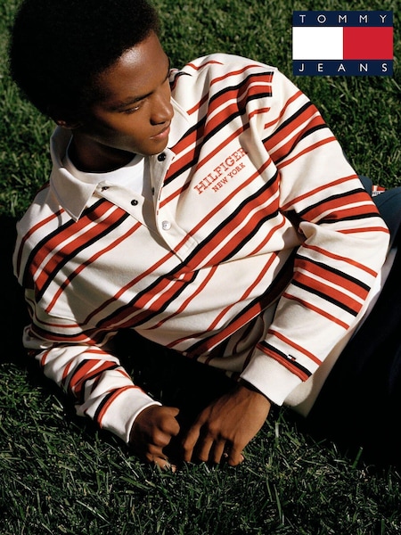 Tommy Hilfiger Natural Monotype Stripe Rugby 100% Cotton Top (N99588) | €93