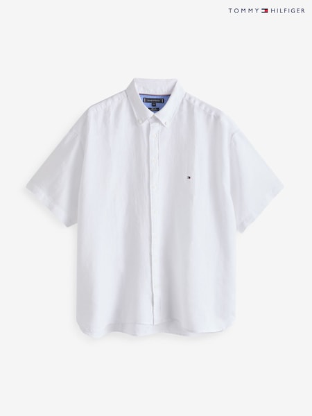 Tommy Hilfiger White Pigment Dyed 100% Linen Shirt (N99589) | AED262