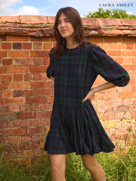 Laura Ashley Navy Watch Check Mini Dress (N99625) | 229 LEI