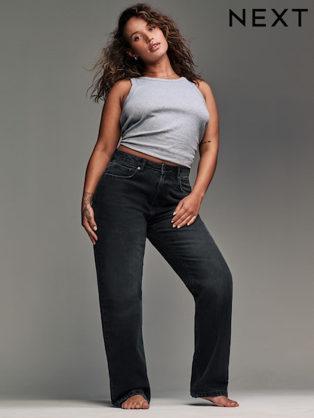 Washed Black Hourglass Rigid Straight Leg 100% Cotton Jeans (N99673) | €51
