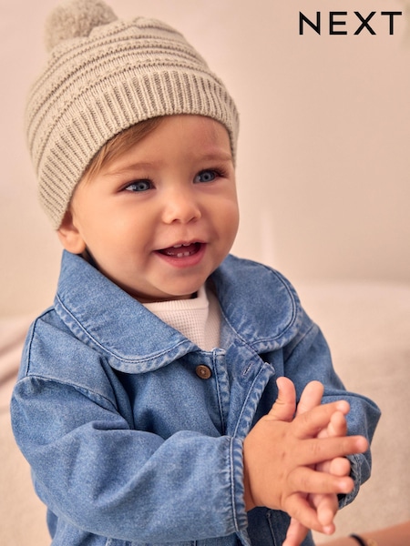 Neutral Baby Knitted Pom Hat (N99681) | kr70