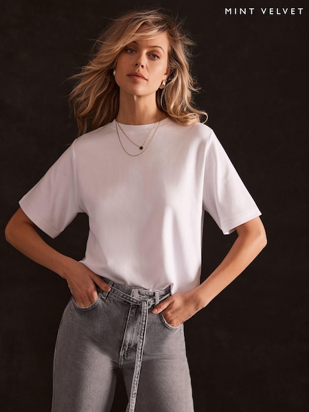 Valkoinen - Mint Velvet Ultimate T-paita (N99752) | €55
