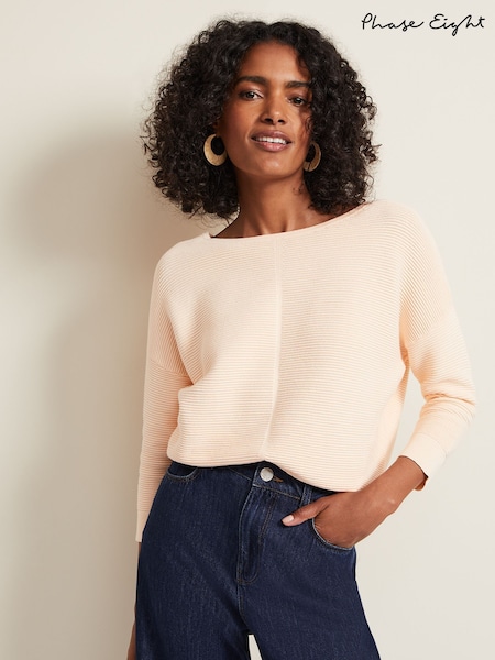 Phase Eight Cream Irina Ribbed Button Detail Knit Top (N99755) | €49