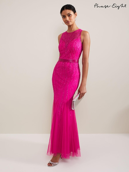 Phase Eight Pink Rowena Beaded Maxi Dress (N99766) | €252