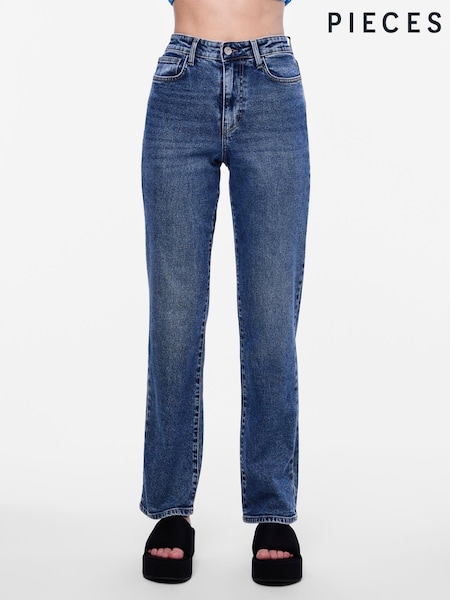 PIECES Blue High Waisted Straight Leg Jeans (N99795) | €28