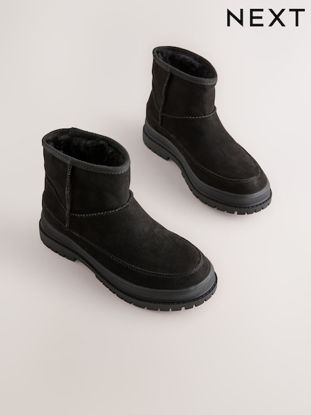 Black Faux Fur Suede Boots (N99832) | AED85 - AED114