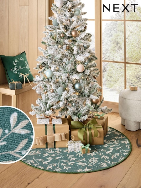 Green Washable Mistletoe Christmas Tree Mat (N99843) | €12
