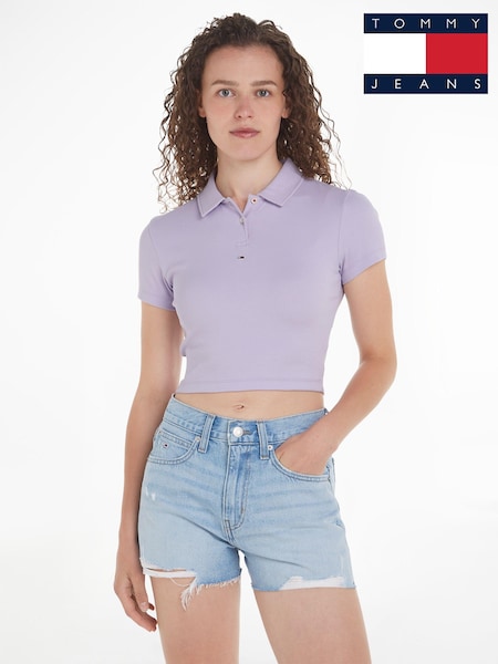 Tommy Jeans Purple Crop Polo Top (N99860) | €34