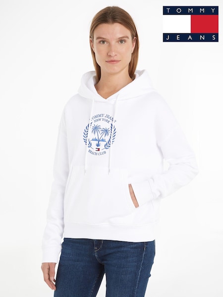 Tommy Jeans White Palm Print Hoodie (N99862) | €54