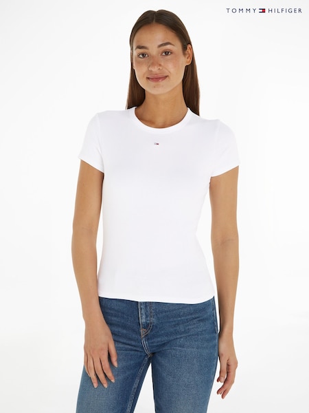 Tommy Hilfiger White Slim Essential Rib T-Shirt (N99864) | €43