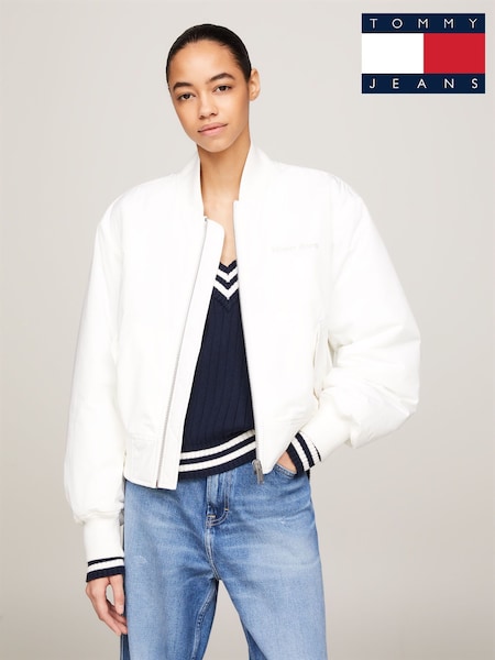 أبيض - Tommy Jeans Classics Bomber Jacket (N99889) | ‏291 د.إ.‏