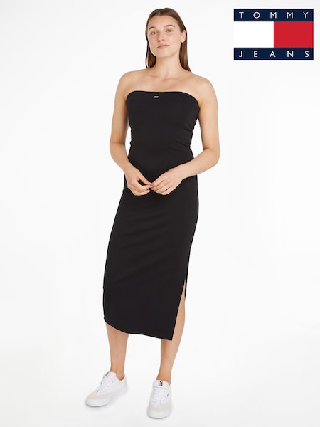 Tommy Jeans Black Midi Bodycon Tube Dress (N99895) | €46