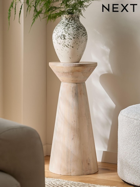 Light Mango Wood Large Trumpet Plinth Side Table (N99950) | €275