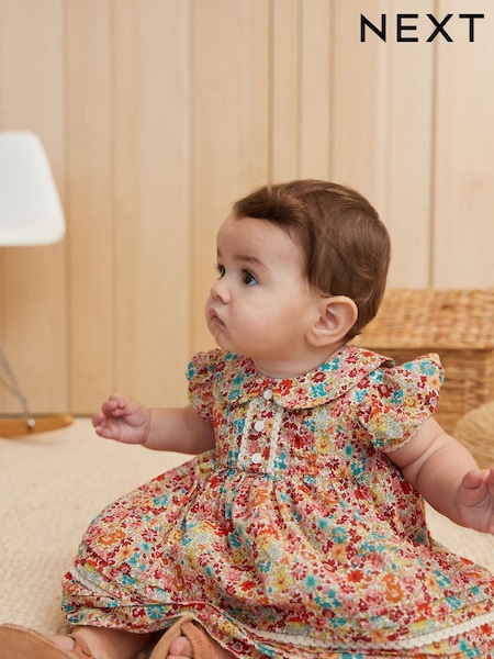 Multi Bright floral Woven Collared Prom Dress (0mths-2yrs) (NE7837) | €26 - €27