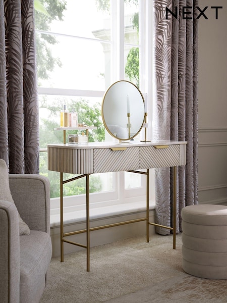 Light Grey Valencia 2 Drawer Solid Mango Wood Dressing Table (NRN485) | €825
