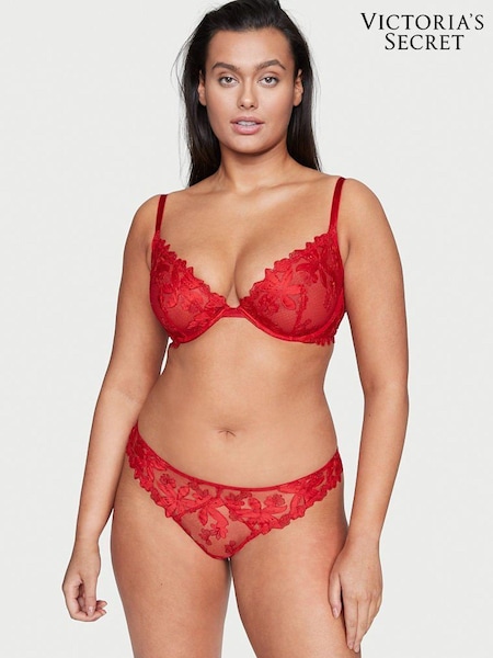 Victoria's Secret Lipstick Red Embroidered Unlined Demi Bra (P23541) | €26