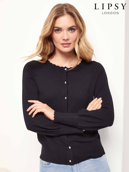 Lipsy Scallop Detail Crew Neck Button Through Knitted Cardigan (P24790) | € 19