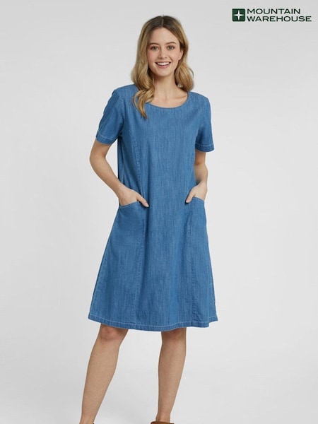 Mountain Warehouse Blue Flora Women UV Protect Cotton Denim Dress (P27460) | €24