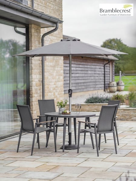 Bramblecrest Sofia Round Table With 4 Armchairs, Parasol & Base
