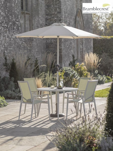 Bramblecrest Sofia Round Table With 4 Armchairs, Parasol & Base