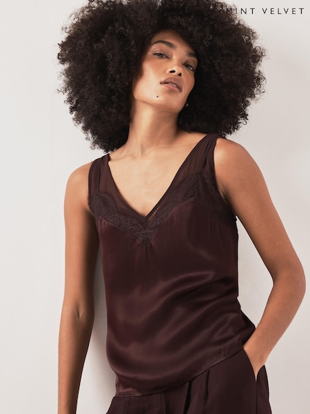 Қызыл - Mint Velvet Satin Lace Camisole