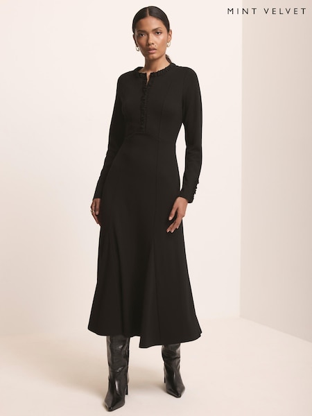 Negro - Vestido de punto a media pierna de Mint Velvet