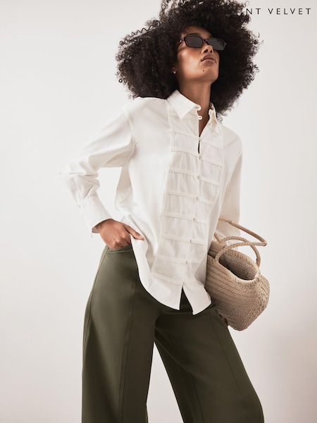 White - Mint Velvet Cotton Blend Knot Button Shirt